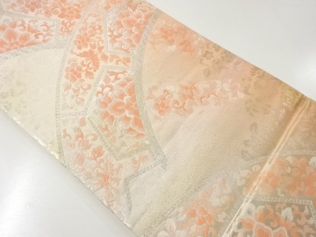 JAPANESE KIMONO / ANTIQUE SINGLE-WHEEL CART PATTERN WOVEN FUKURO OBI (